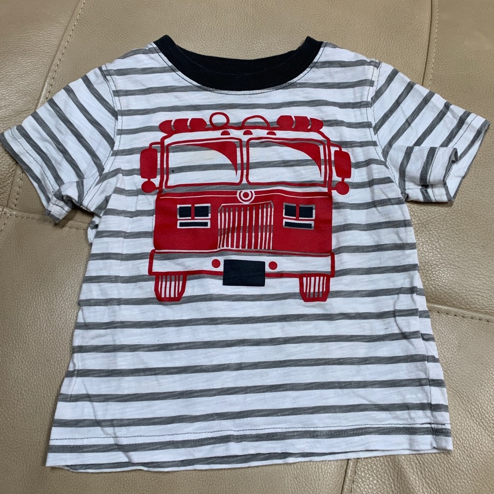 CARTER’S Firetruck Striped Tee, 24 mo